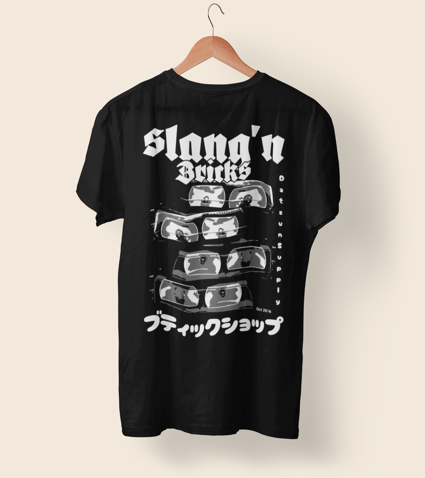 "Slang'n Bricks Datsun Supply Shop + MWG Collab Shirt